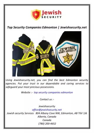 Top Security Companies Edmonton  Jewishsecurity.net