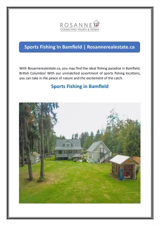 Sports Fishing In Bamfield  Rosannerealestate.ca