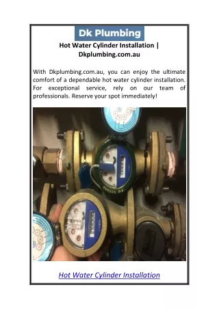 Hot Water Cylinder Installation  Dkplumbing.com.au