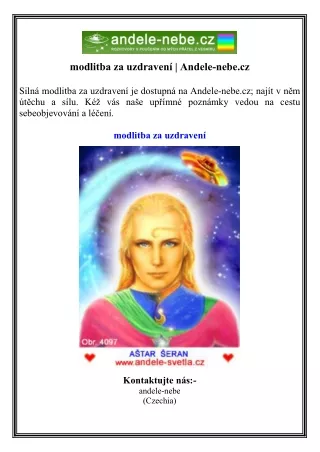 modlitba za uzdraven andele nebe cz