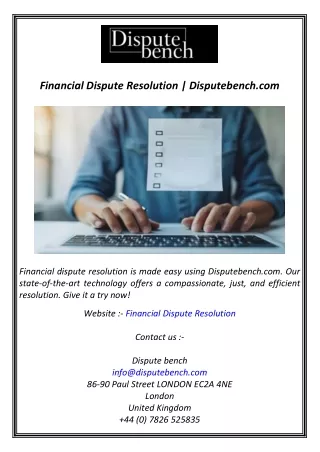 Financial Dispute Resolution  Disputebench.com