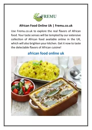 African Food Online Uk  Fremu.co.uk