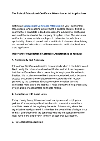 The Role of Educational Certificate Attestation in Job Applications