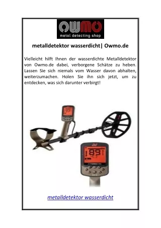 metalldetektor wasserdicht Owmo.de