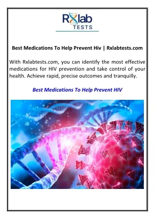 Best Medications To Help Prevent Hiv Rxlabtests.com