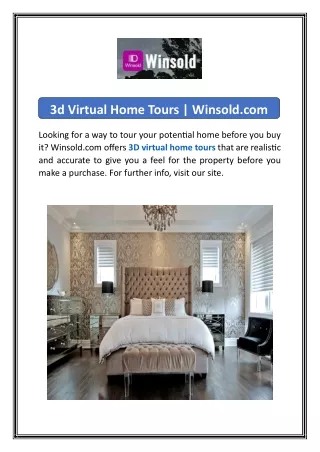 3d Virtual Home Tours  Winsold