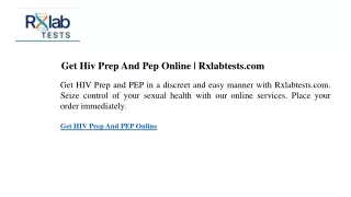 Get Hiv Prep And Pep Online  Rxlabtests.com