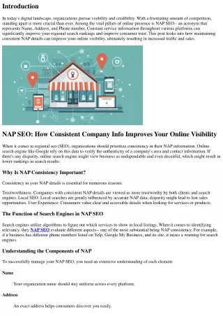 ** NAP SEO: How Consistent Service Information Boosts Your Online Visibility **.