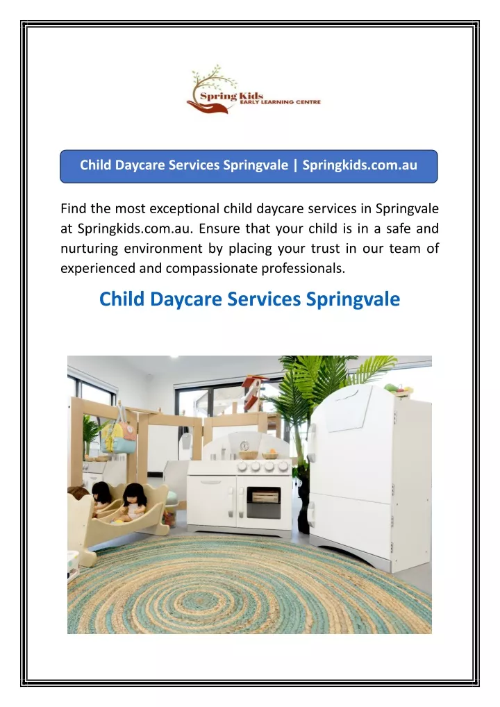 child daycare services springvale springkids