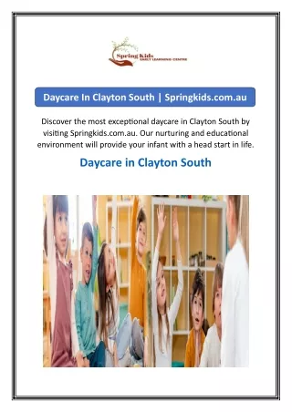 Daycare In Clayton South  Springkids.com