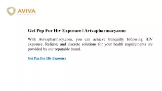 get pep for hiv exposure avivapharmacy com