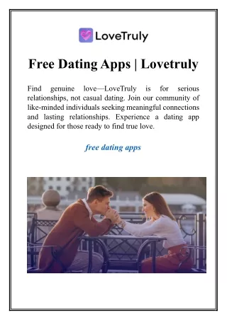 Free Dating Apps  Lovetruly