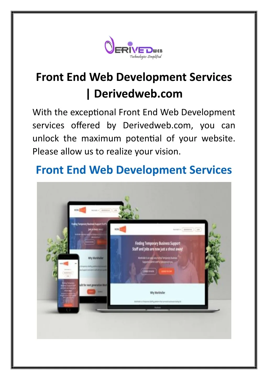PPT - Front End Web Development Services Derivedweb.com PowerPoint ...