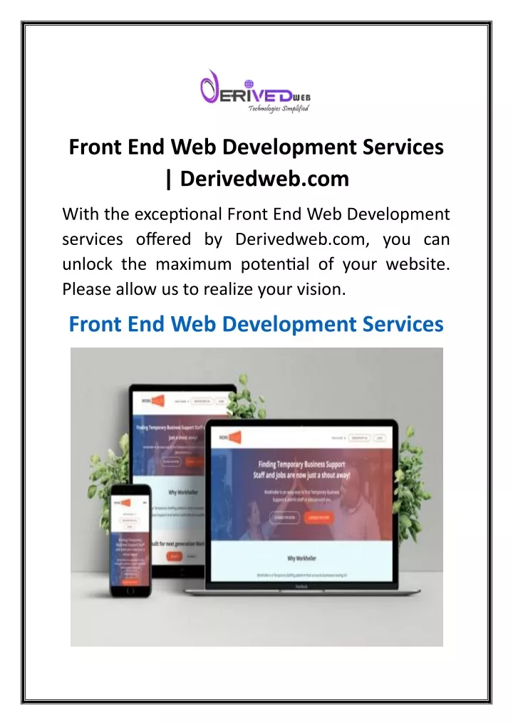 front end web development services derivedweb com