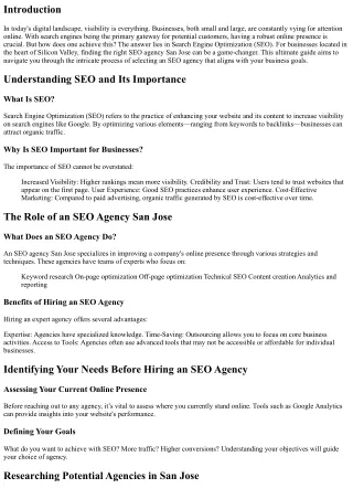 The Ultimate Guide to Finding the Best SEO Agency in San Jose