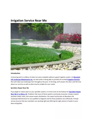 Irrigation Service Near Me