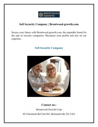 Sell Security Company Brentwood-growth