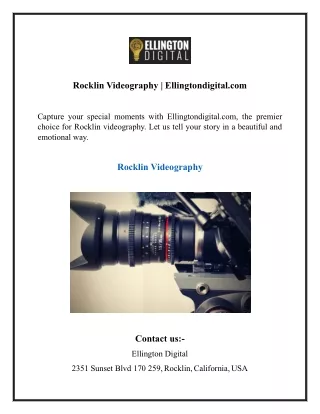 Rocklin Videography  Ellingtondigital