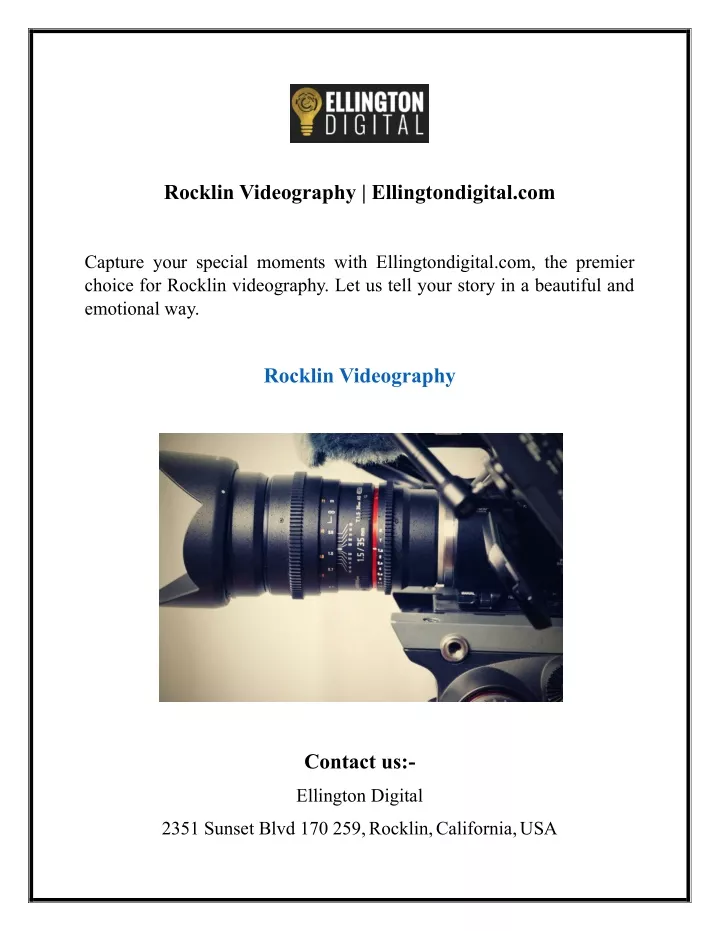 rocklin videography ellingtondigital com