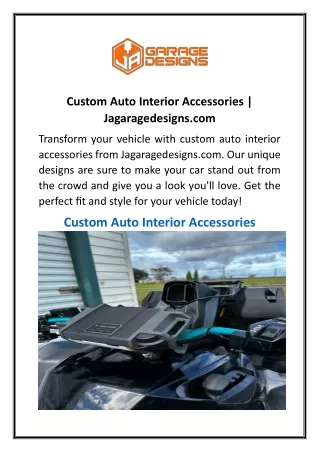 Custom Auto Interior Accessories  Jagaragedesigns.com