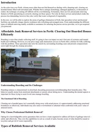 Affordable Junk Removal Services in Perth: Clearing Out Hoarded Houses Efficient