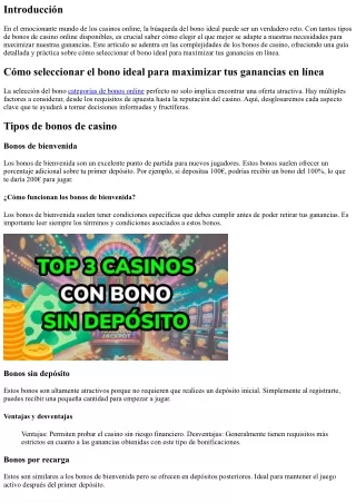 Cómo seleccionar el bono ideal para maximizar tus ganancias en línea