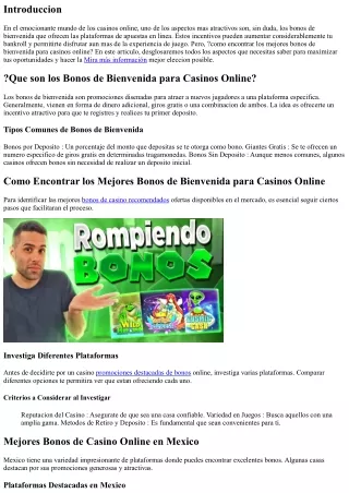Como Encontrar los Mejores Bonos de Bienvenida para Casinos Online