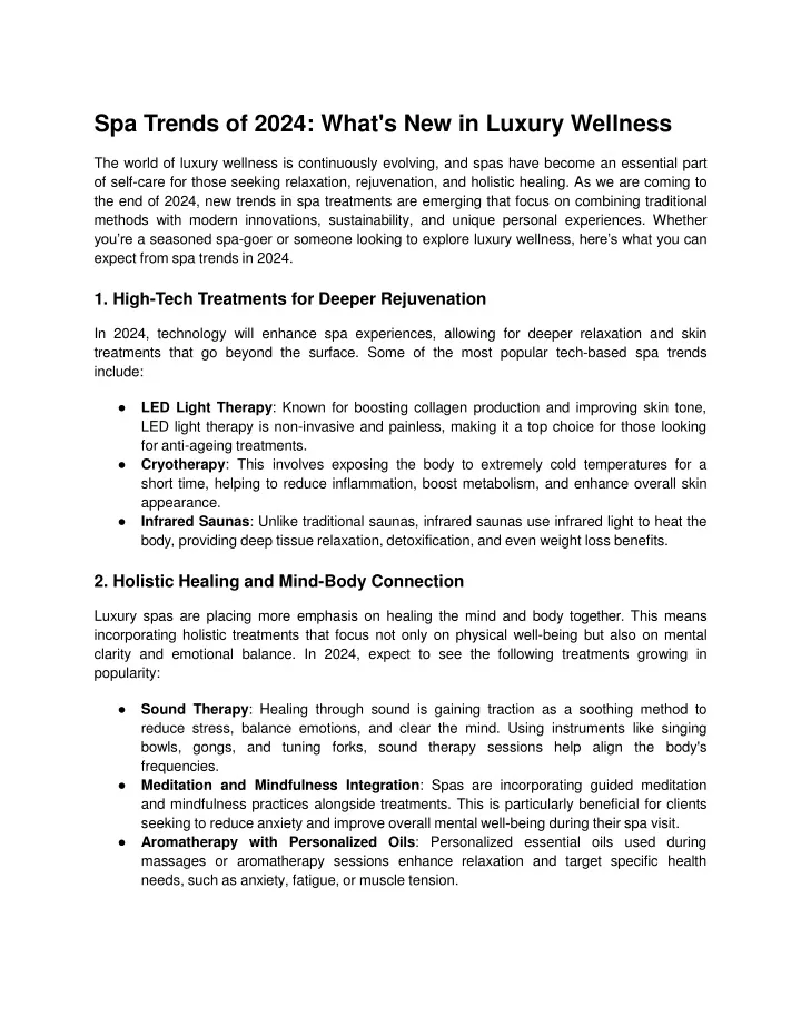 spa trends of 2024 what s new in luxury wellness