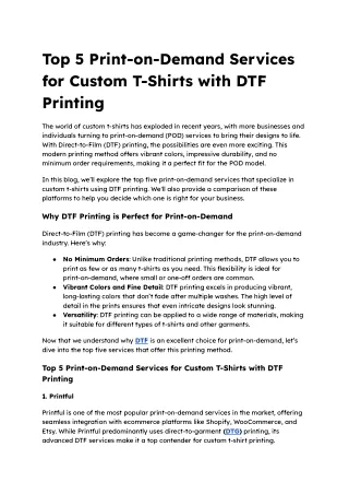 Print-on-Demand Services for Custom T-Shirts