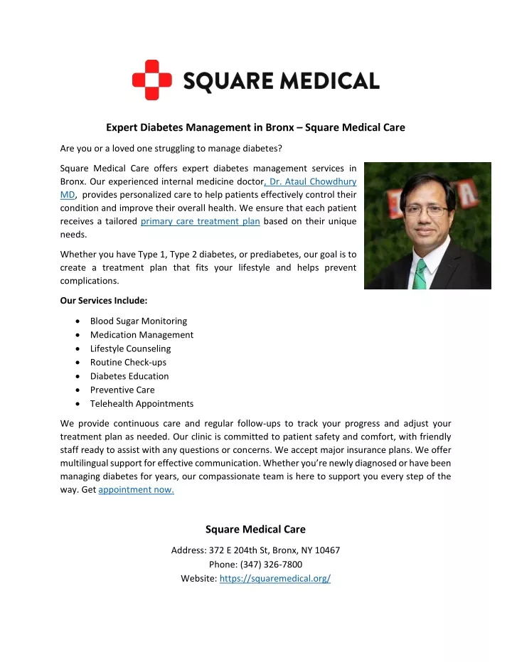 expert diabetes management in bronx square