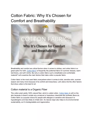 cotton fabric why it s chosen for comfort