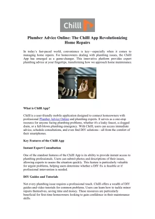 Top Online Plumber App – Chilll.com