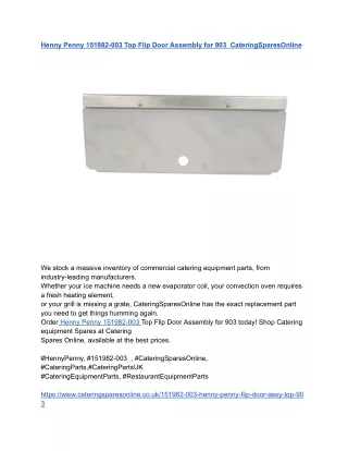 Henny Penny 151982-003 Top Flip Door Assembly for 903  CateringSparesOnline