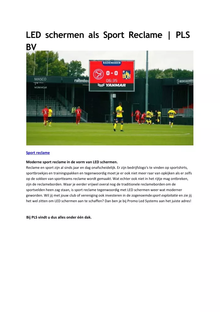 led schermen als sport reclame pls bv