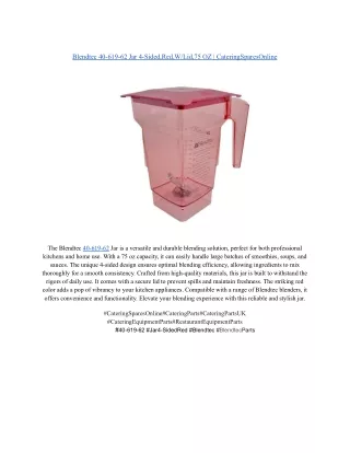 Blendtec 40-619-62 Jar 4-Sided,Red,W_Lid,75 OZ _ CateringSparesOnline