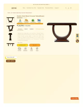 Nobilic Solid Wood Console Table (Brown)