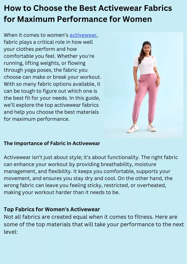 how to choose the best activewear fabrics