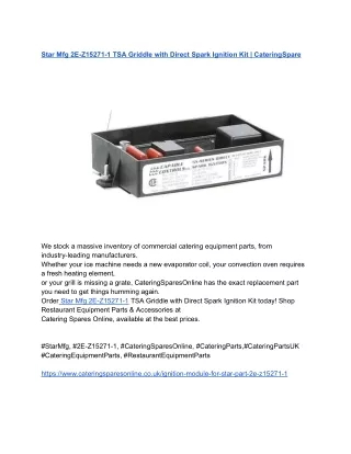 Star Mfg 2E-Z15271-1 TSA Griddle with Direct Spark Ignition Kit _ CateringSpare