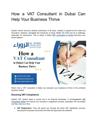 How a VAT Consultant in Dubai Can Help Your Business Thrive