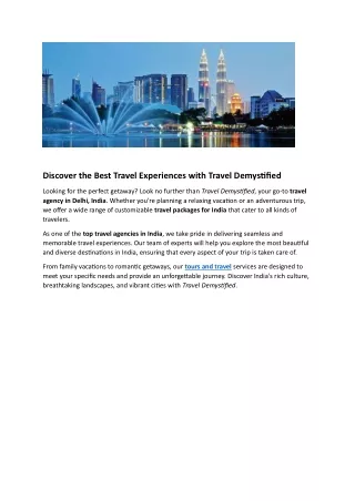 tours and travel demystified