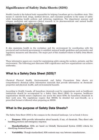 Significance of Safety Data Sheets (SDS)