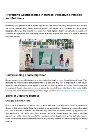 Preventing Gastric Issues in Horses Proactive Strategies and Solutions