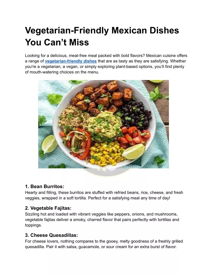 vegetarian friendly mexican dishes you can t miss