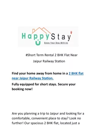 Short Term Rental 2 BHK Flat Near railway stations