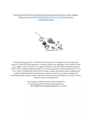 Garland GL1087895 48_CAP BJWA Style Thermostat Kit W_dial, Bezel, Stem, Adapters, Gasket, Screws, 250-550F TEMP, BULB 3_