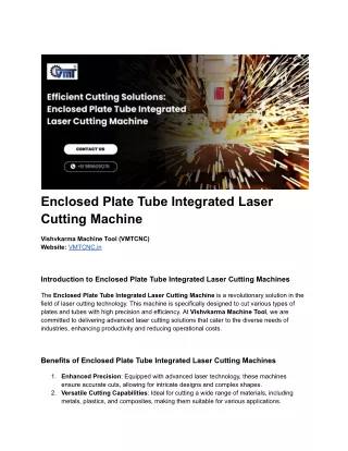 Advanced Tube Integrated Laser Cutting Machines | Vishvkarma Machine Tools