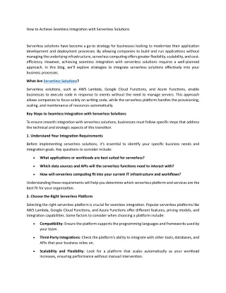 how to achieve seamless integration with