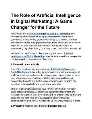 the role of artificial intelligence in digital