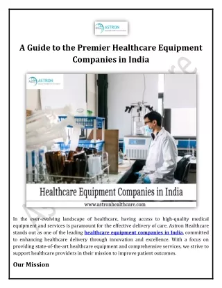 A Guide to the Premier Healthcare Equipment Companies in India