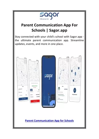 Parent Communication App For Schools | Sagor.app